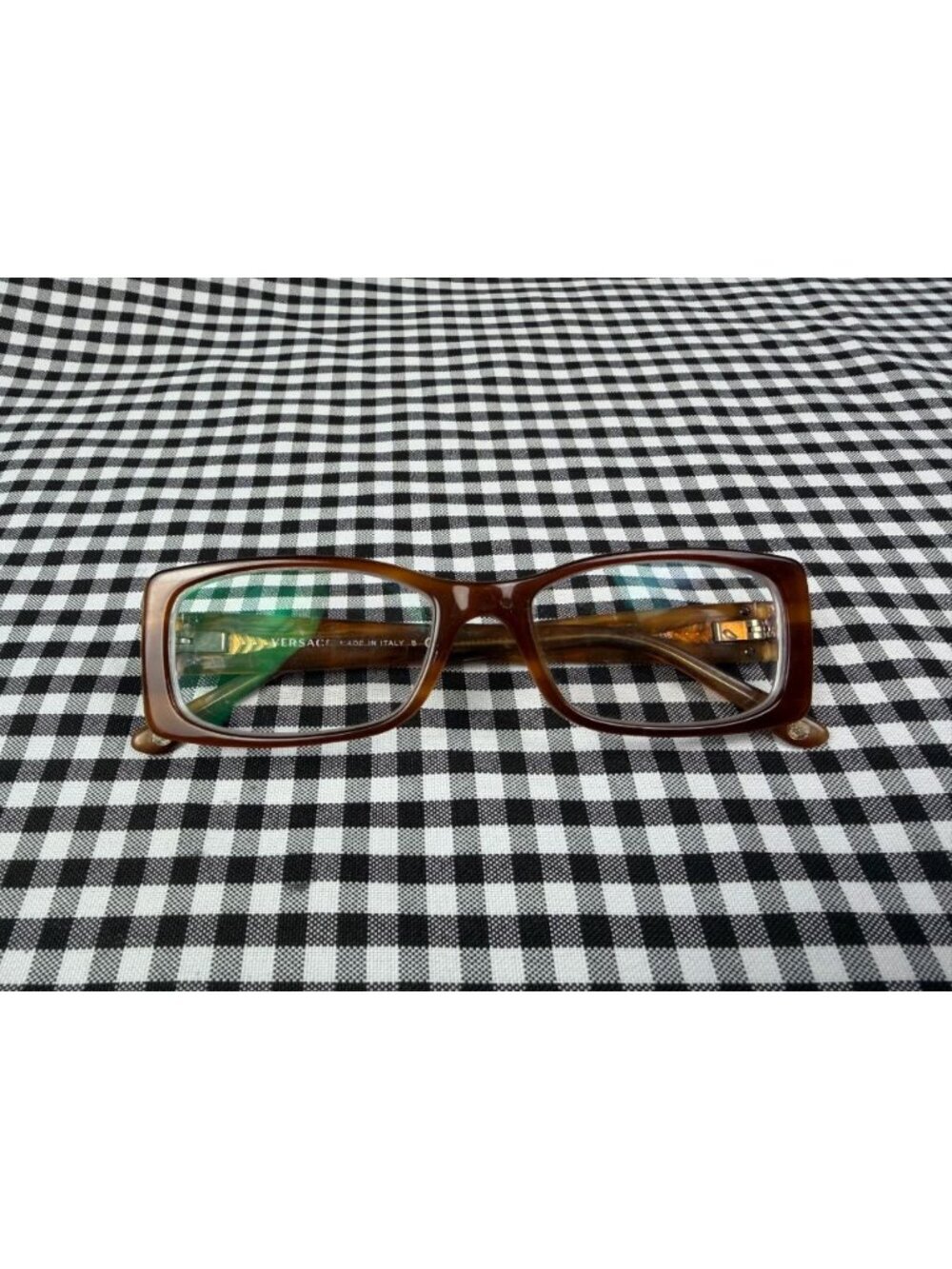 Versace Eyeglasses Frames Tortoise Brown Rectangular Italy 51-16-135 Designer